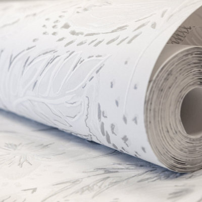 Galerie Pepper Flock Floral White Wallpaper 81336