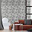 Galerie Pepper Lana Silver Flocked Fabric Brussels Floral Lace Wallpaper