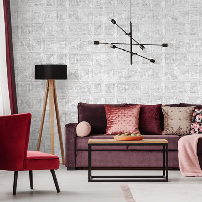 Galerie Pepper Raffia Cream Shimmer Geometric Diamond Wallpaper
