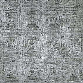 Galerie Pepper Raffia Grey Shimmer Geometric Diamond Wallpaper
