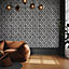 Galerie Pepper Seta Black Glitter Octogonal Honeycomb Wallpaper