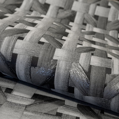 Galerie Pepper Seta Black Glitter Octogonal Honeycomb Wallpaper