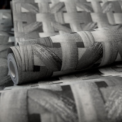 Galerie Pepper Seta Black Glitter Octogonal Honeycomb Wallpaper