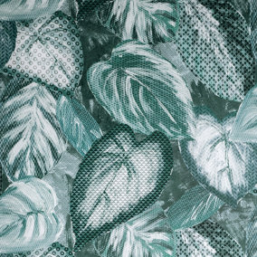 Galerie Pepper Vita Teal Glass Bead Finish Ficus Leaf Wallpaper