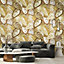 Galerie Pepper Vita Yellow Glass Bead Finish Ficus Leaf Wallpaper
