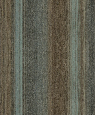 Galerie Perfecto 2 Brown Blue Grey Striped Texture Textured Wallpaper