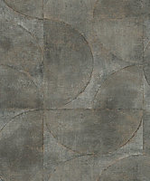 Galerie Perfecto 2 Grey Brown Black Rustic Circle Textured Wallpaper
