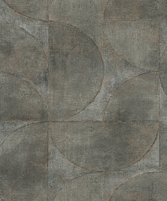 Galerie Perfecto 2 Grey Brown Black Rustic Circle Textured Wallpaper