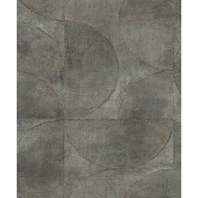 Galerie Perfecto 2 Grey Brown Black Rustic Circle Textured Wallpaper