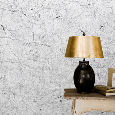 Galerie Perfecto 2 Light Grey Blue Crackle Texture Textured Wallpaper