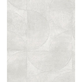 Galerie Perfecto 2 White Rustic Circle Textured Wallpaper