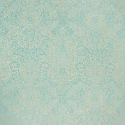 Galerie Precious Turquoise Glitter Brocade Damask Wallpaper Roll