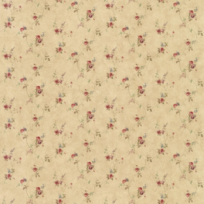 Galerie Pretty Prints Beige/Red Lauras Floral Trail Wallpaper Roll