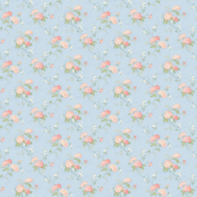 Galerie Pretty Prints Blue/Pink Mini Hydrangea Trail Wallpaper Roll