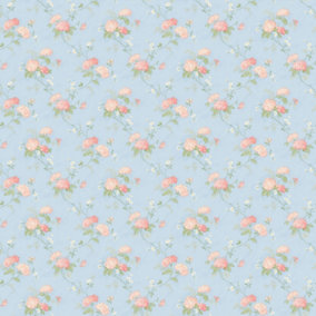Galerie Pretty Prints Blue/Pink Mini Hydrangea Trail Wallpaper Roll
