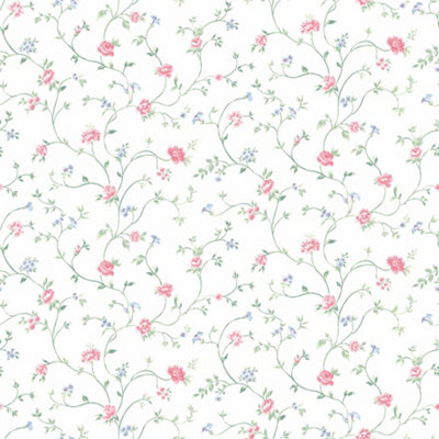 Galerie Pretty Prints Blue/Pink Royal Floral Trail Wallpaper Roll