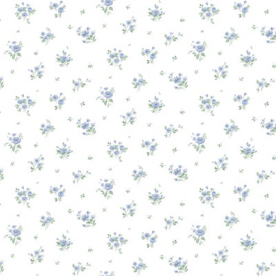 Galerie Pretty Prints Blue Rainbow Floral Wallpaper Roll