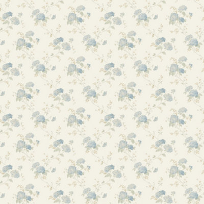 Galerie Pretty Prints Cream/Blue Mini Hydrangea Trail  Wallpaper Roll