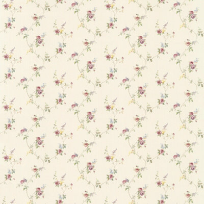 Galerie Pretty Prints Cream/Pink Lauras Floral Trail Wallpaper Roll