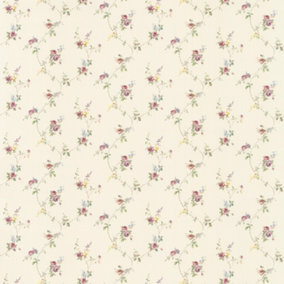 Galerie Pretty Prints Cream/Pink Lauras Floral Trail Wallpaper Roll