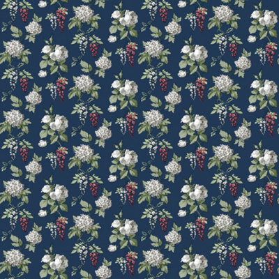 Galerie Pretty Prints Navy/Burgundy Mini Rose Wallpaper Roll