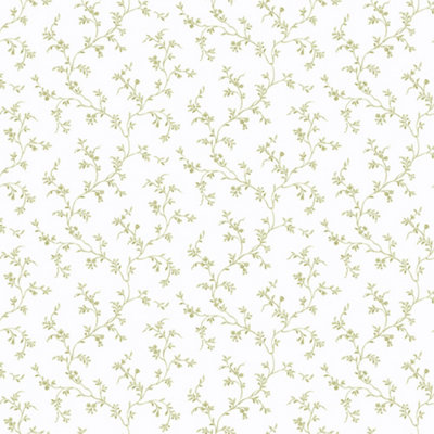 Galerie Pretty Prints Olive Green Allisons Floral Trail Wallpaper Roll