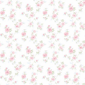 Galerie Pretty Prints Pink/Blue Mini Rose Trail Wallpaper Roll