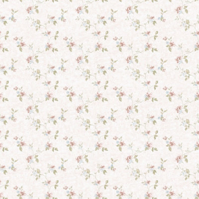 Galerie Pretty Prints Pink/White Mini Floral Trail Wallpaper Roll | DIY ...