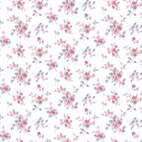 Galerie Pretty Prints Red/Grey Blossom Mini Wallpaper Roll
