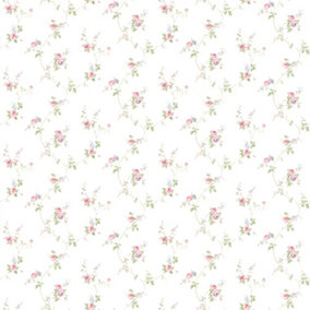 Galerie Pretty Prints White/Pink Floral Trail Wallpaper Roll
