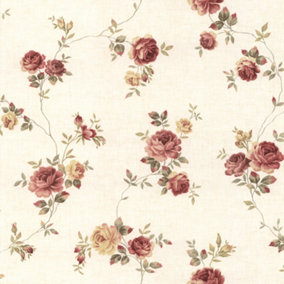 Galerie Rose Garden Beige Detailed Rose Smooth Wallpaper