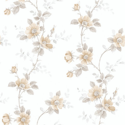 Galerie Rose Garden Beige Pretty Floral Smooth Wallpaper