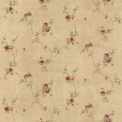 Galerie Rose Garden Beige Roses on Vines Smooth A4 Wallpaper Sample