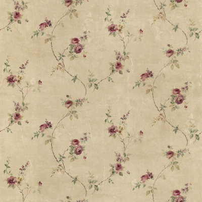 Galerie Rose Garden Beige Roses on Vines Smooth Wallpaper