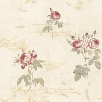 Galerie Rose Garden Beige Vintage Roses Smooth Wallpaper