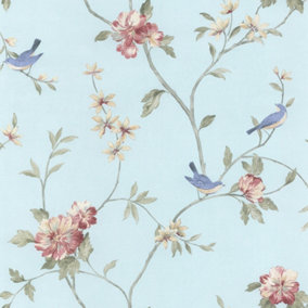 Galerie Rose Garden Blue Detailed Tree Design Smooth Wallpaper