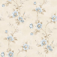 Galerie Rose Garden Blue Pretty Floral Smooth Wallpaper