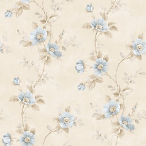 Galerie Rose Garden Blue Pretty Floral Smooth Wallpaper