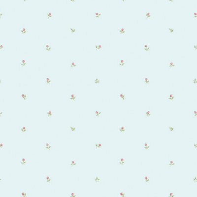 Galerie Rose Garden Blue Small Rose Motif Smooth A4 Wallpaper Sample