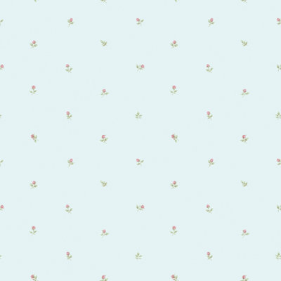 Galerie Rose Garden Blue Small Rose Motif Smooth Wallpaper