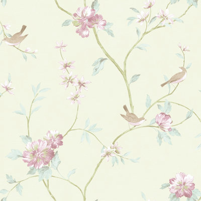 Galerie Rose Garden Green Detailed Tree Design Smooth Wallpaper