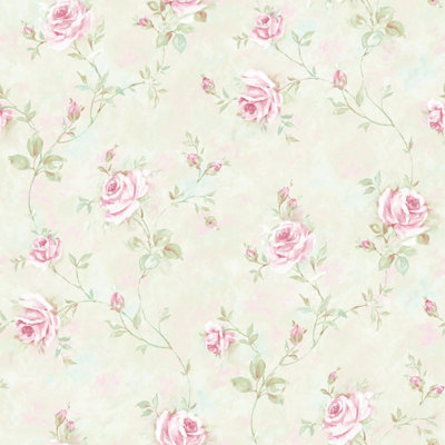 Galerie Rose Garden Green Roses Trail Smooth A4 Wallpaper Sample