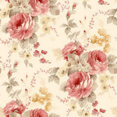 Galerie Rose Garden Pink Bold Roses Smooth Wallpaper | DIY at B&Q