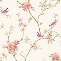 Galerie Rose Garden Pink Detailed Tree Design Smooth Wallpaper