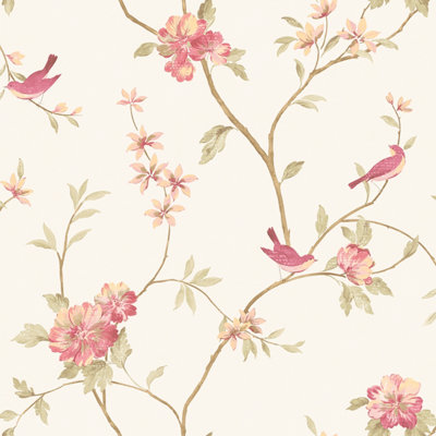 Galerie Rose Garden Pink Detailed Tree Design Smooth Wallpaper