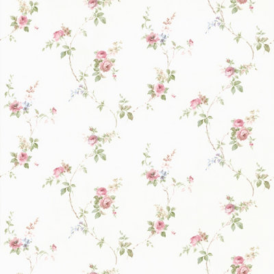 Galerie Rose Garden Pink Roses on Vines Smooth Wallpaper | DIY at B&Q