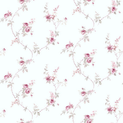 Galerie Rose Garden Pink Roses on Vines Smooth Wallpaper