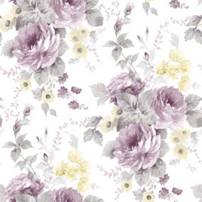 Galerie Rose Garden Purple Lilac Bold Roses Smooth Wallpaper