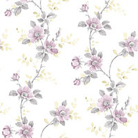 Galerie Rose Garden Purple Lilac Pretty Floral Smooth Wallpaper