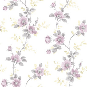 Galerie Rose Garden Purple Lilac Pretty Floral Smooth Wallpaper